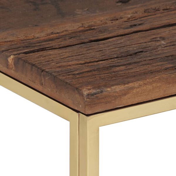 vidaXL Coffee Table Gold Stainless Steel and Solid Wood Sleeper