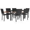 vidaXL 7 Piece Garden Dining Set Black Poly Rattan