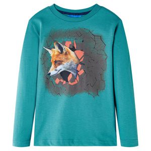 vidaXL Kids' T-shirt with Long Sleeves Dark Aqua 104