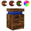 vidaXL Bedside Cabinet with LED Lights Smoked Oak 35x39x55 cm