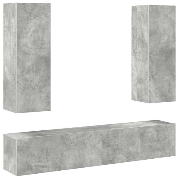vidaXL 4 Piece TV Cabinet Set Concrete Grey Engineered Wood