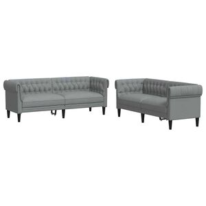vidaXL Living Room Couch 2 pcs Light Grey Fabric