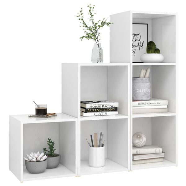 vidaXL 3 Piece TV Cabinet Set White Engineered Wood