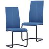 vidaXL Cantilever Dining Chairs 2 pcs Blue Faux Leather