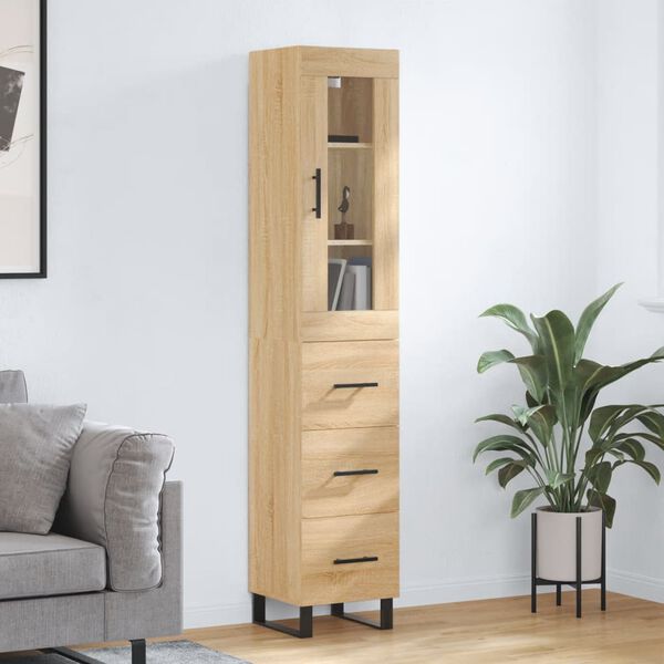 vidaXL Highboard Sonoma Oak 34.5x34x180 cm Engineered Wood