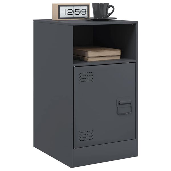 vidaXL Bedside Cabinet Anthracite 34.5x39x62 cm Steel