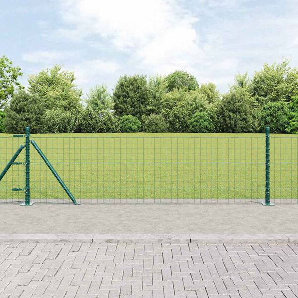 vidaXL Fence Posts Manual 13 pcs Green Ø32mm 50 cm Galvanised steel
