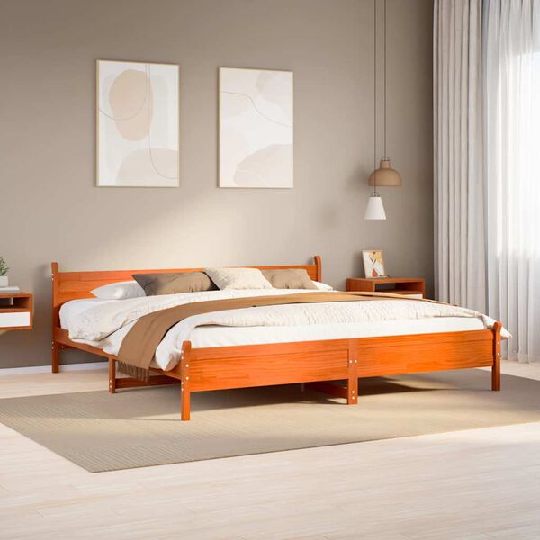 vidaXL Bed Frame without Mattress Wax Brown 200x200 cm Solid Wood Pine