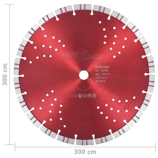 vidaXL Diamond Cutting Disc with Turbo and Holes Steel 300 mm