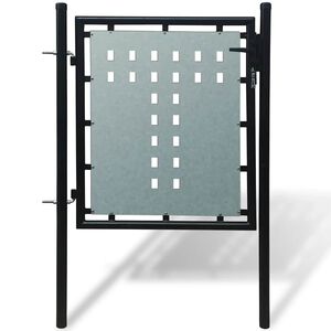 vidaXL Black Single Door Fence Gate 100x100 cm