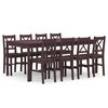 vidaXL 9 Piece Dining Set Pinewood Dark Brown