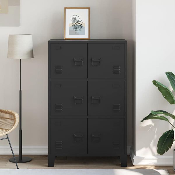 vidaXL Industrial Storage Chest Black 75x40x120 cm Steel