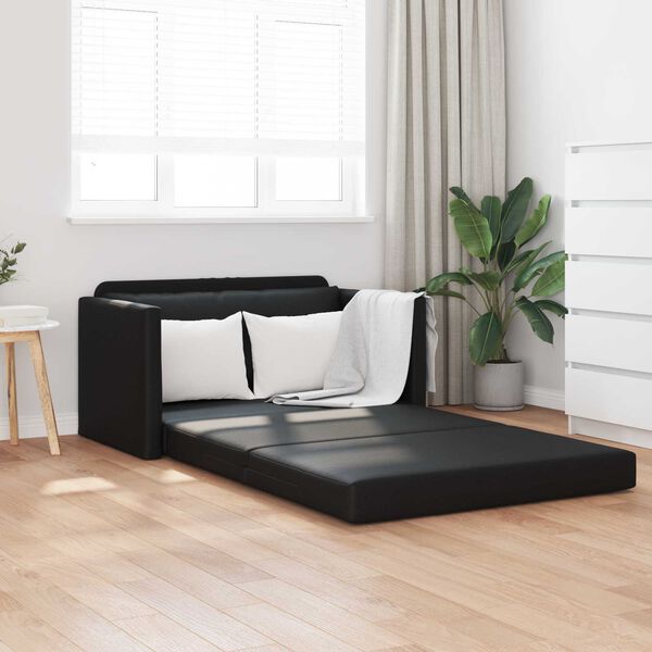 vidaXL Folding Sofa Bed Black 124 x 71 x 78 cm PVC