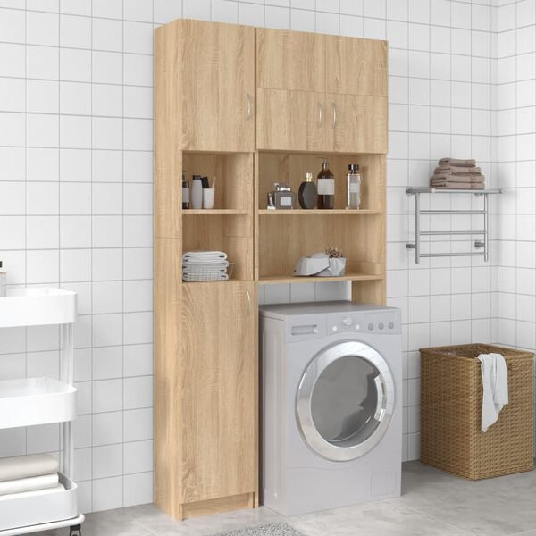 vidaXL Washing Machine Cabinet Set Sonoma Oak Engineered Wood