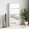 vidaXL Shoe Cabinet with Mirror 4-Layer High Gloss White 63x17x134 cm