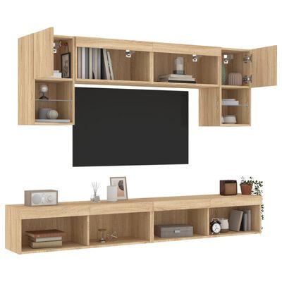vidaXL 6 Piece TV Wall Units with LED Sonoma Oak Engineered Wood