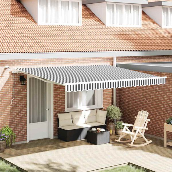 vidaXL Automatic Retractable Awning with LED Anthracite&White 400x300 cm