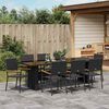 vidaXL Garden Dining Set 9 pcs Black Poly Rattan