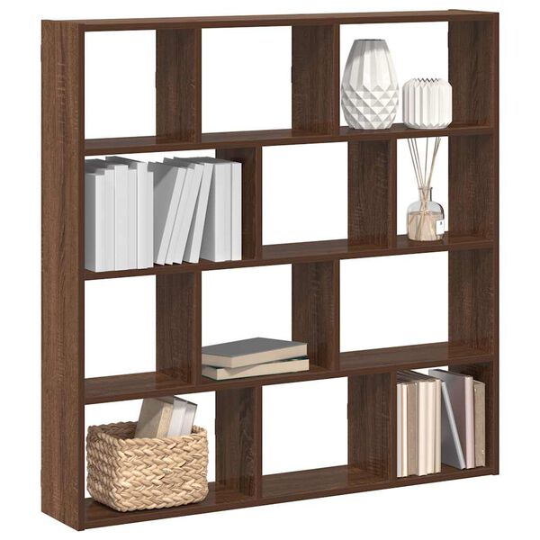 vidaXL Wall Cube Shelf 12 Compartments Brown Oak Engineered Wood