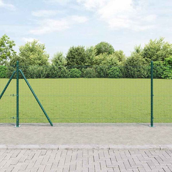 vidaXL Fence Post Green 25 x 0.8 m (25 x 25 mm mesh) Steel and PVC