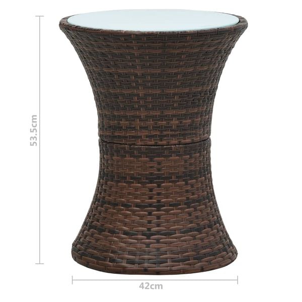 vidaXL Garden Side Table Drum Shape Brown Poly Rattan