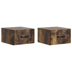 vidaXL Wall-Mounted Bedside Cabinet 2 pcs Smoked Oak 34.5 x 33 x 20 cm