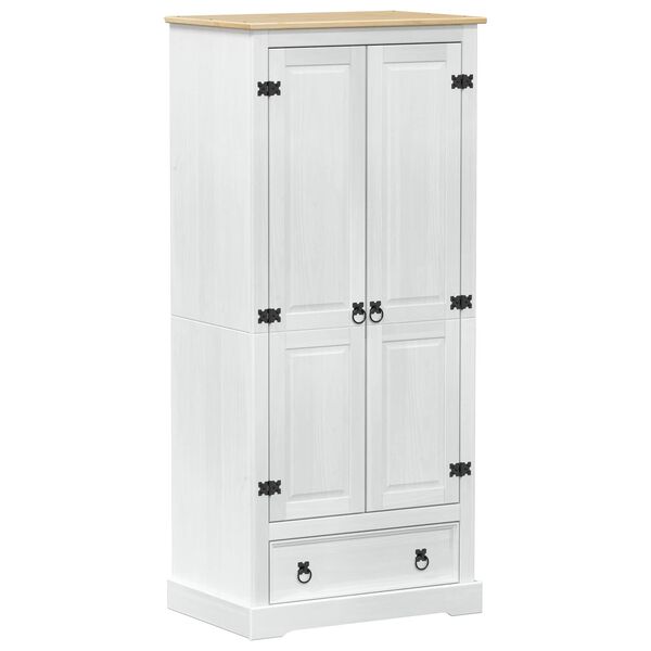 vidaXL Wardrobes with Drawer White 76 x 50 x 170 cm Solid Pine Wood