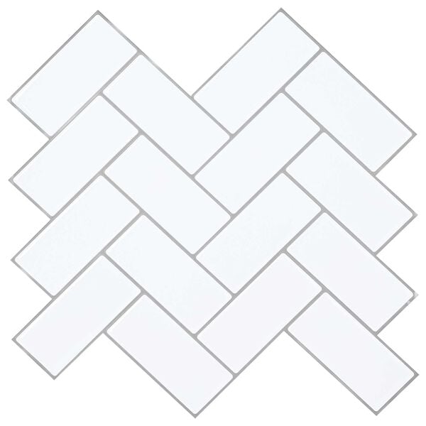 vidaXL Herringbone Tile 10 pcs White Grey 30 x 30 cm