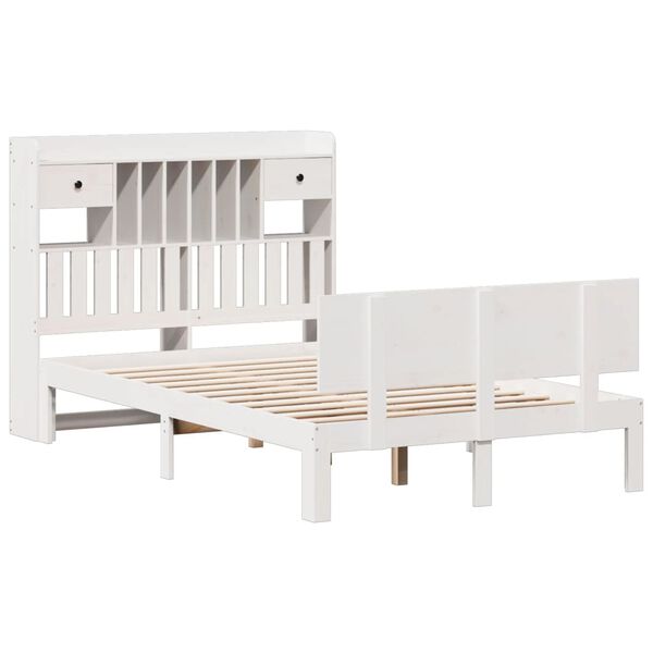 vidaXL Bookcase Bed without Mattress White 135x190 cm Double Solid Wood Pine