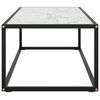vidaXL Coffee Table Black with White Marble Glass 100x50x35 cm