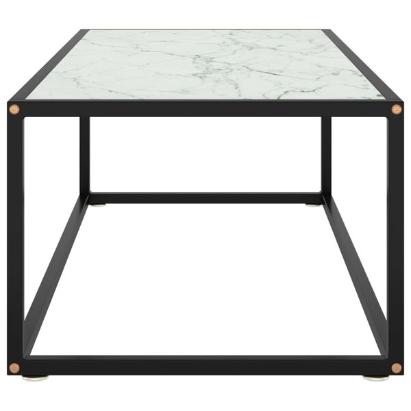 vidaXL Coffee Table Black with White Marble Glass 100x50x35 cm