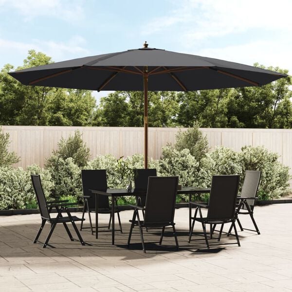 vidaXL Garden Parasol with Wooden Pole Black 400x273 cm