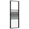 vidaXL Glass Door Striped Black 76 x 3.5 x 201.5 cm Aluminium