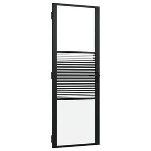 vidaXL Glass Door Striped Black 76 x 3.5 x 201.5 cm Aluminium