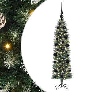 vidaXL Artificial Slim Christmas Tree Green and White 120 cm