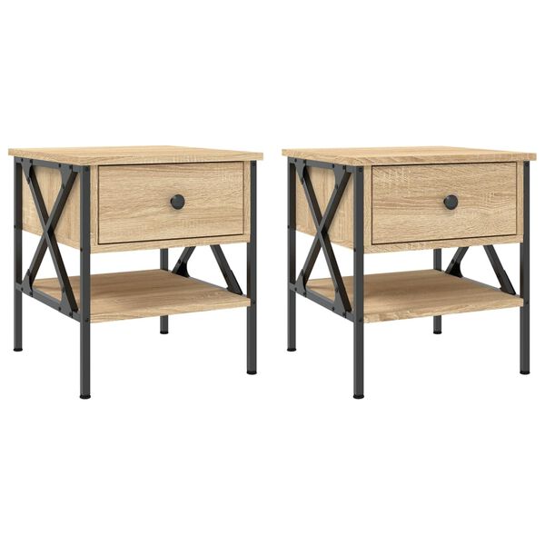 vidaXL Bedside Tables 2 pcs Sonoma Oak 40x42x45 cm Engineered Wood