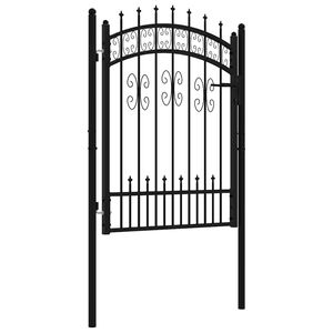 vidaXL Fence Gate KAMPEN with Spear Top Black 103x125 cm Steel