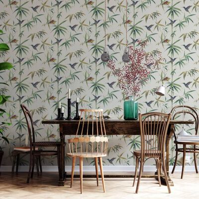 Noordwand Wallpaper Kolibri and Bamboo Ecru