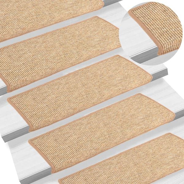 vidaXL Stair Mats 15 pcs 65x21x4 cm Light Brown Rectangular Edge