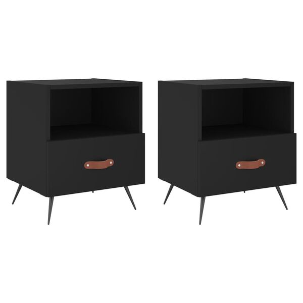 vidaXL Bedside Cabinets 2 pcs Black 40x35x47.5 cm Engineered Wood
