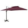 vidaXL Cantilever Garden Parasol with Double Top 300x300 cm Bordeaux Red