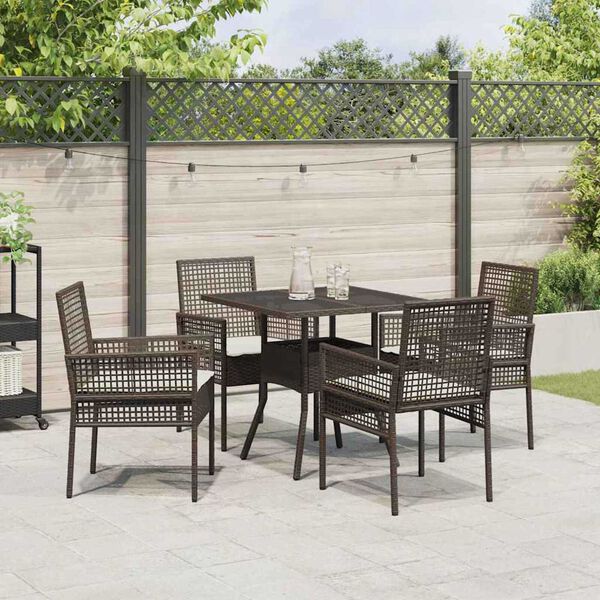 vidaXL Garden Dining Set 5 pcs Brown Poly rattan