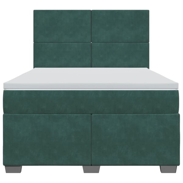 vidaXL Box Spring Bed with Mattress Dark Green 140x190 cm Velvet