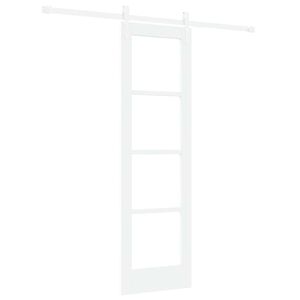 vidaXL Sliding Door White 61 x 198.5 cm Solid Pine Wood and Glass