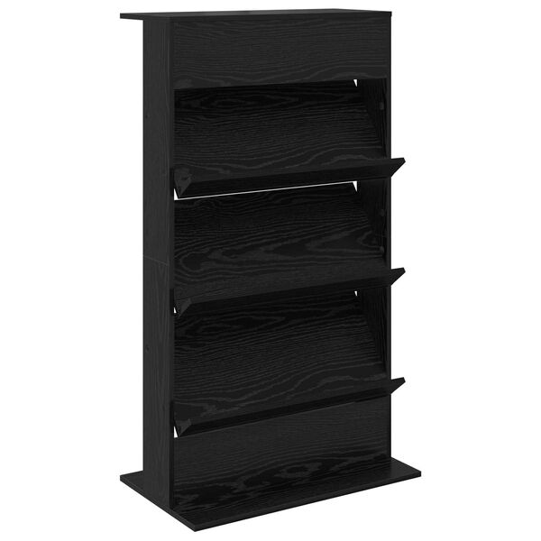 vidaXL Magazine Rack Black Oak 70 x 41 x 126 cm Engineered Wood