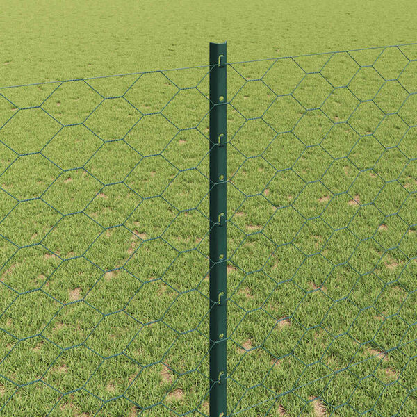 vidaXL Fence with Post Green 1.4 x 25 m Steel