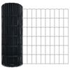 vidaXL Fence with Post Grey 0.8 x 25 m Steel and PVC
