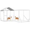 vidaXL Outdoor Dog Kennel with Roof Silver 4x4x2.5 m Galvanised Steel