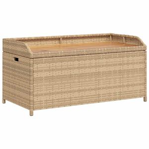 vidaXL Storage Bench Mix Beige 100x50x52 cm Poly Rattan and Acacia Wood