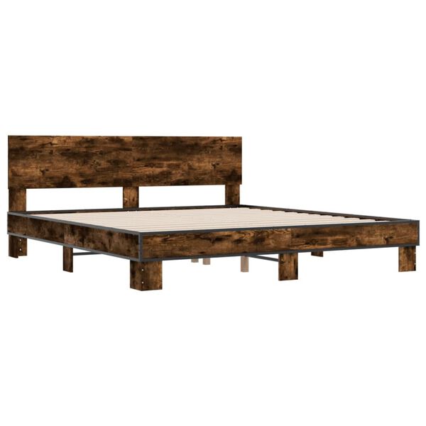 vidaXL Bed Frame without Mattress Smoked Oak 180x200 cm Super King